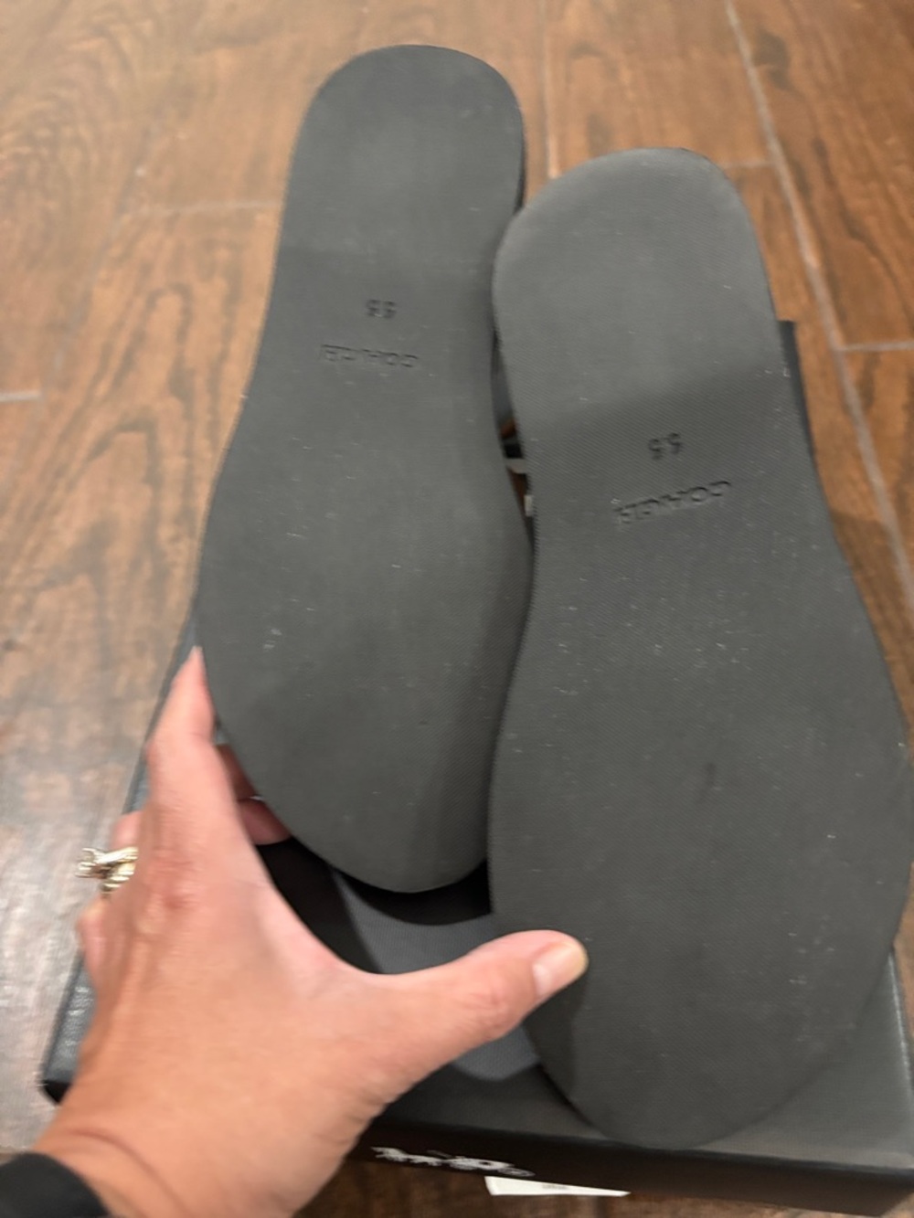 Coach Tan Leather Gladiator Sandals with Gold Studs size 5.5 - Picture 9 of 10